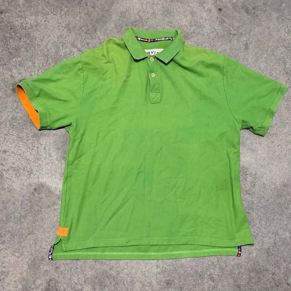 Orvis Green Polo Shirt with International Flag Trim Size L